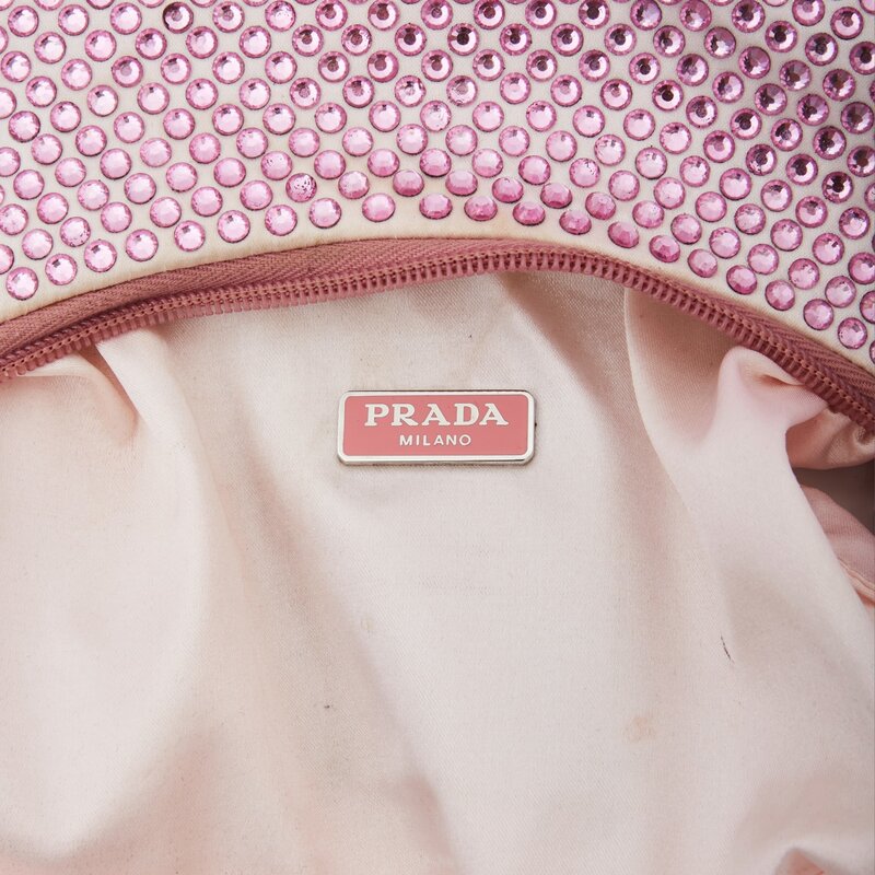 PRADA PRADA SATIN CRYSTAL MINI RE-EDITION 2000 BAG ALABASTRO