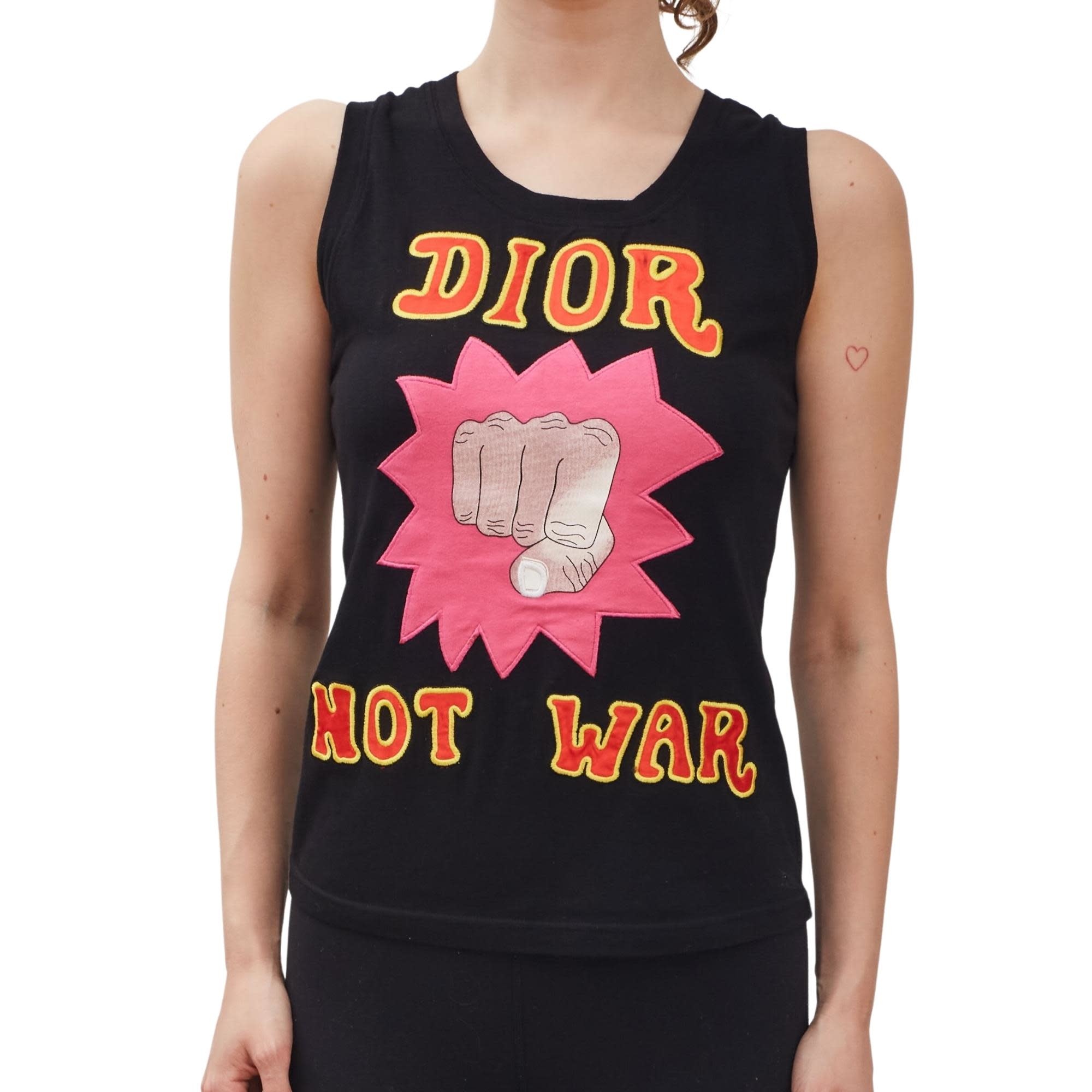 DIOR VINTAGE NOT WAR BLACK TANK TOP SHIRT (SIZE 42) - CRTBLNCHSHP