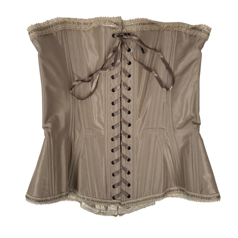 GUY LAROCHE LACE UP TAUPE SILK CORSET TOP (FR40)