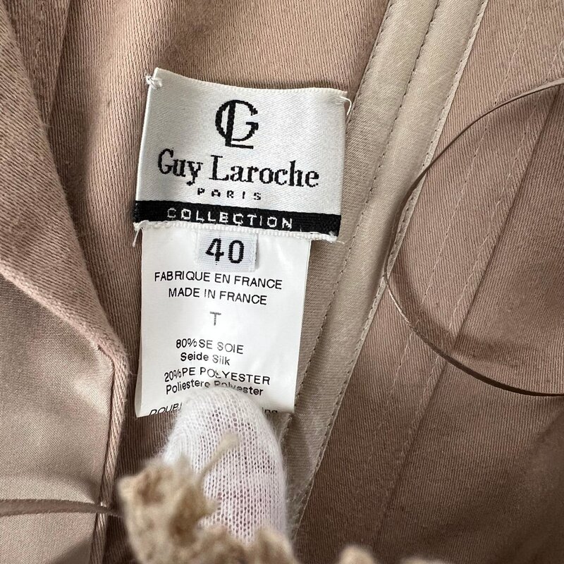 GUY LAROCHE LACE UP TAUPE SILK CORSET TOP (FR40)