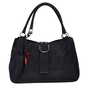 CHRISTIAN DIOR DIOR VINTAGE BLACK CANVAS WITH RED CROSS CHARM SHOULDER BAG (2003)