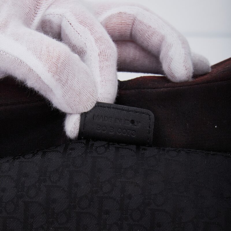 CHRISTIAN DIOR DIOR VINTAGE BLACK CANVAS WITH RED CROSS CHARM SHOULDER BAG (2003)