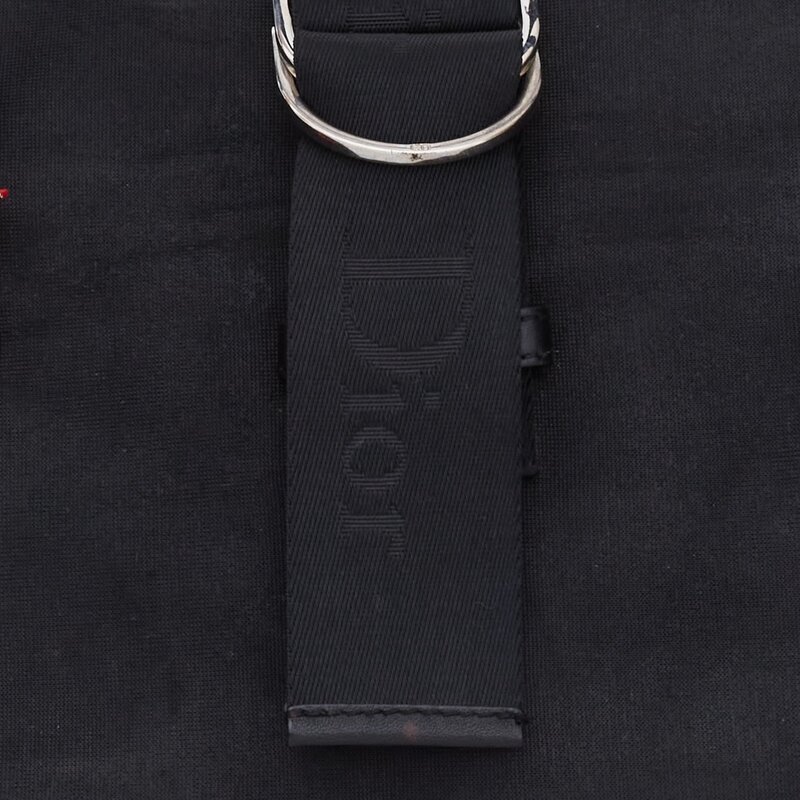CHRISTIAN DIOR DIOR VINTAGE BLACK CANVAS WITH RED CROSS CHARM SHOULDER BAG (2003)