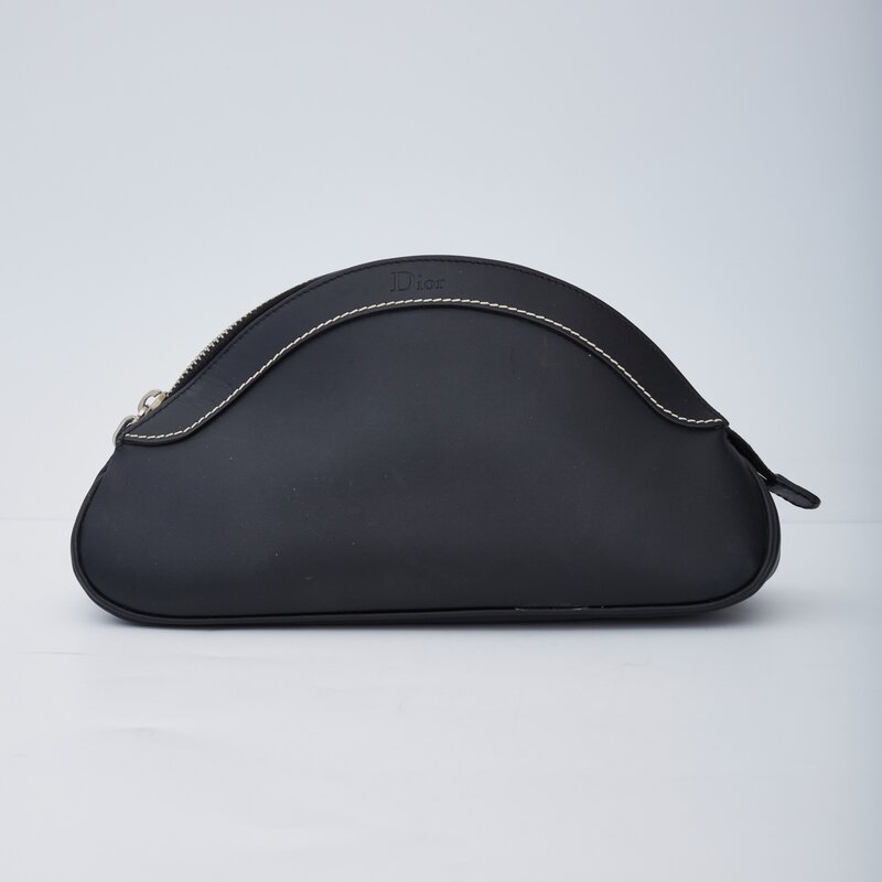CHRISTIAN DIOR DIOR VINTAGE BLACK D CHARM MAKEUP CLUTCH COSMETIC BAG (2005)