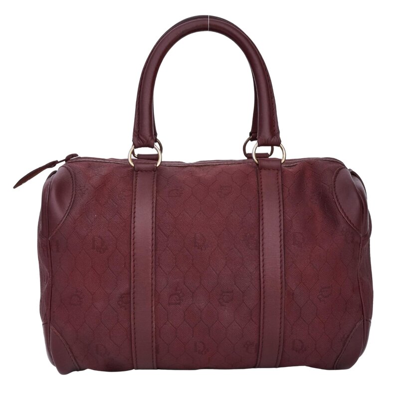 CHRISTIAN DIOR DIOR VINTAGE BURGUNDY BOSTON BOWLER BAG