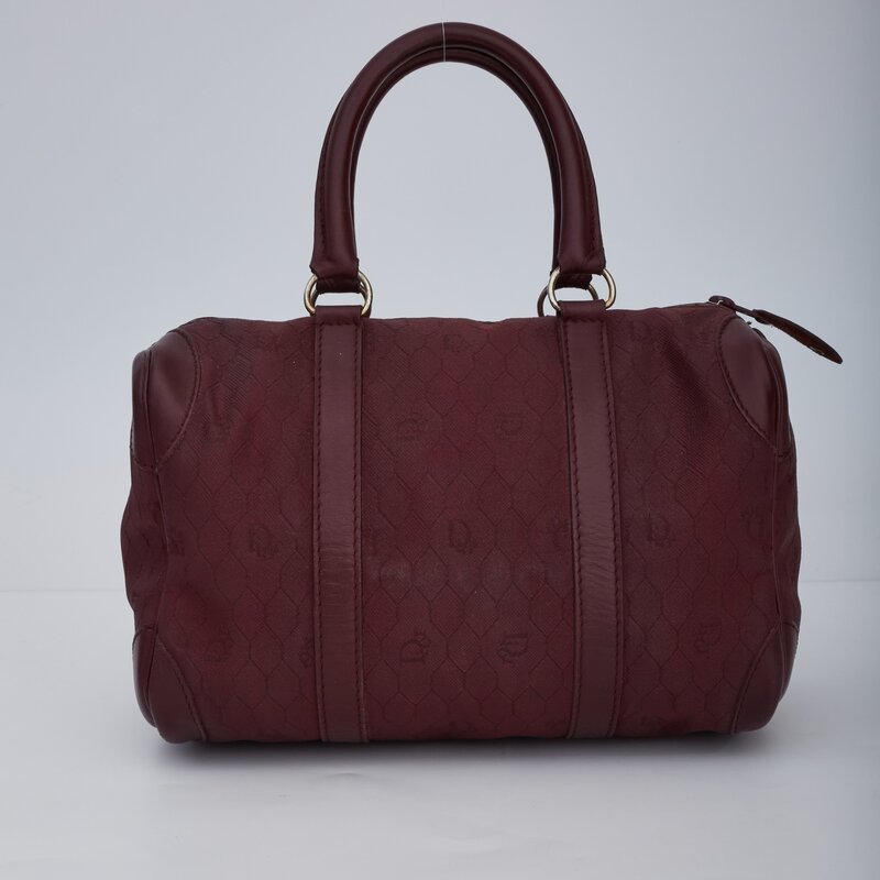 CHRISTIAN DIOR DIOR VINTAGE BURGUNDY BOSTON BOWLER BAG