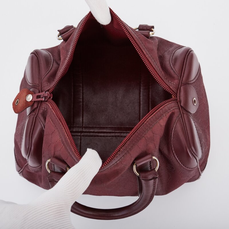 CHRISTIAN DIOR DIOR VINTAGE BURGUNDY BOSTON BOWLER BAG