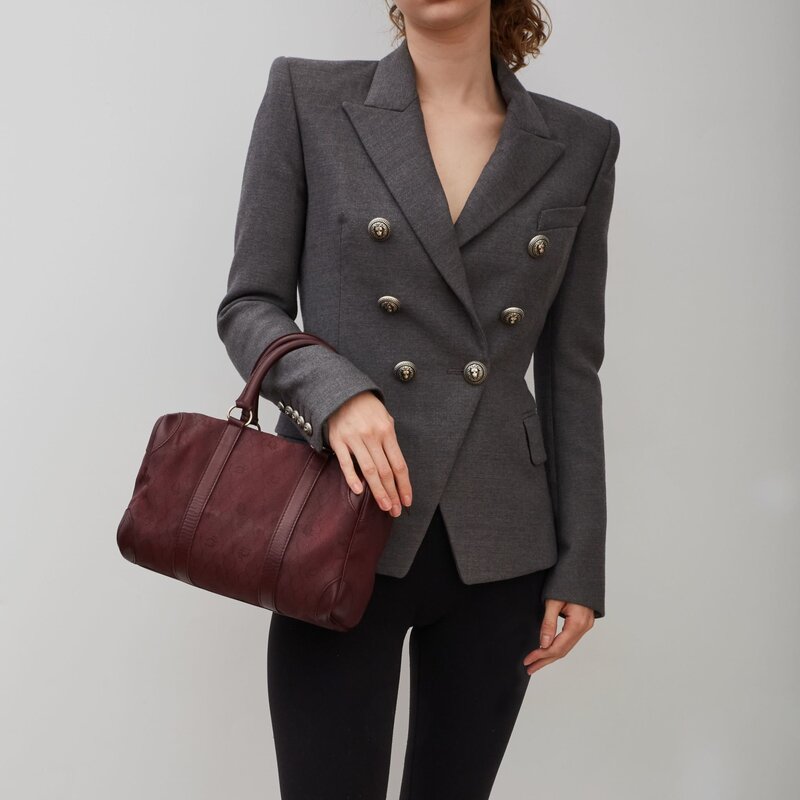 CHRISTIAN DIOR DIOR VINTAGE BURGUNDY BOSTON BOWLER BAG