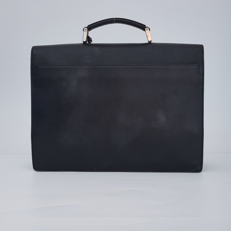 PRADA PRADA VINTAGE BLACK SAFFIANO LEATHER BRIEFCASE