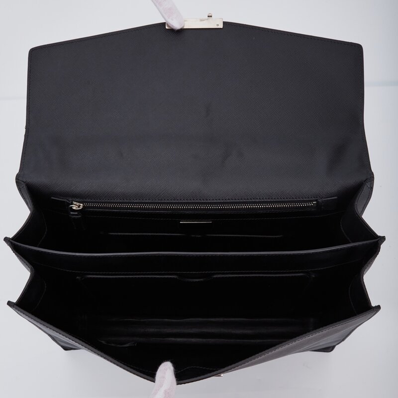PRADA PRADA VINTAGE BLACK SAFFIANO LEATHER BRIEFCASE