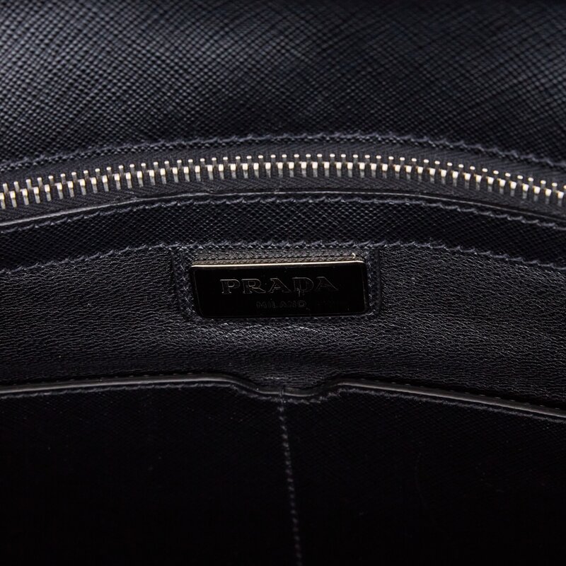 PRADA PRADA VINTAGE BLACK SAFFIANO LEATHER BRIEFCASE