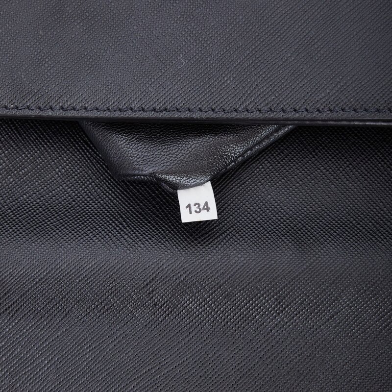 PRADA PRADA VINTAGE BLACK SAFFIANO LEATHER BRIEFCASE