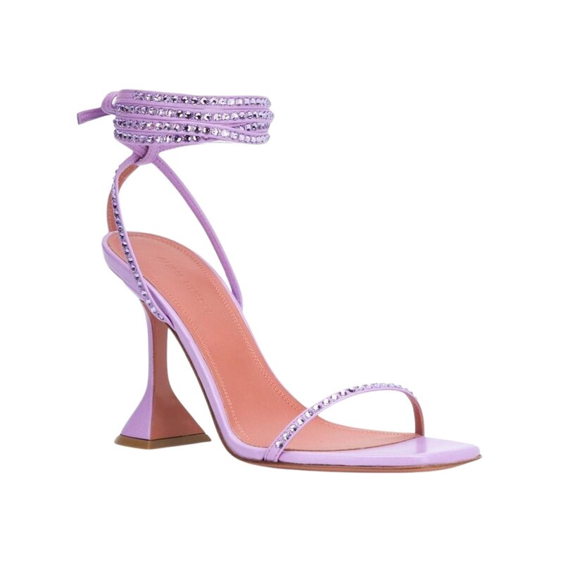 AMINA MUADDI AMINA MUADDI VITA CRYSTAL LILAC NAPPA SANDALS HEELS (EU 37)