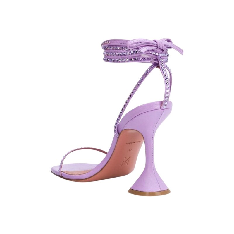 AMINA MUADDI AMINA MUADDI VITA CRYSTAL LILAC NAPPA SANDALS HEELS (EU 37)