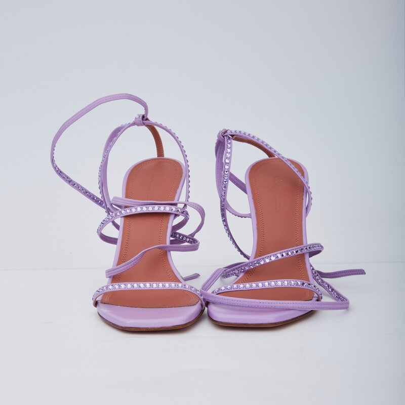 AMINA MUADDI AMINA MUADDI VITA CRYSTAL LILAC NAPPA SANDALS HEELS (EU 37)