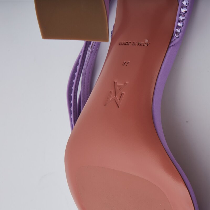 AMINA MUADDI AMINA MUADDI VITA CRYSTAL LILAC NAPPA SANDALS HEELS (EU 37)