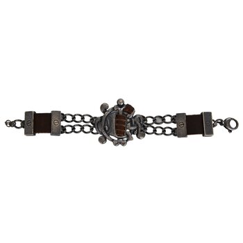 CHRISTIAN DIOR DIOR VINTAGE GUN METAL CREST LOGO TYPOGRAPHIC BRACELET