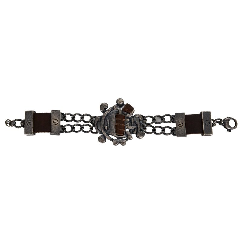 CHRISTIAN DIOR DIOR VINTAGE GUN METAL CREST LOGO TYPOGRAPHIC BRACELET