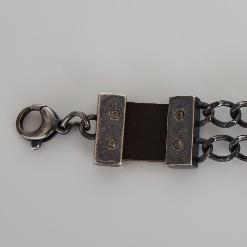 CHRISTIAN DIOR DIOR VINTAGE GUN METAL CREST LOGO TYPOGRAPHIC BRACELET