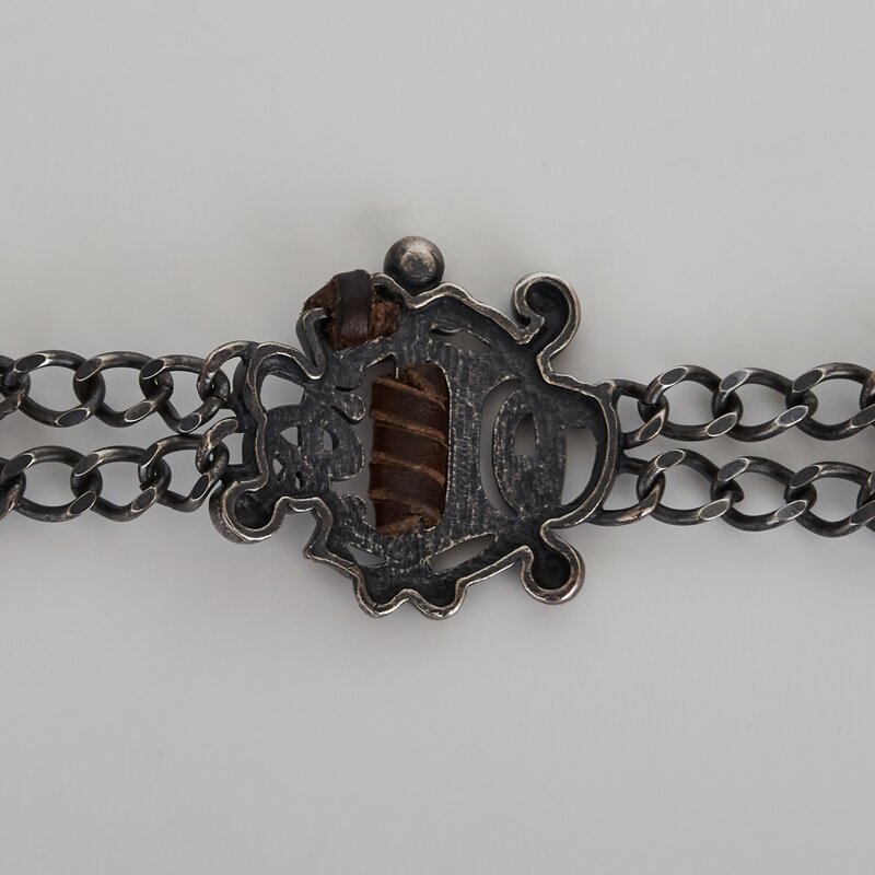 CHRISTIAN DIOR DIOR VINTAGE GUN METAL CREST LOGO TYPOGRAPHIC BRACELET
