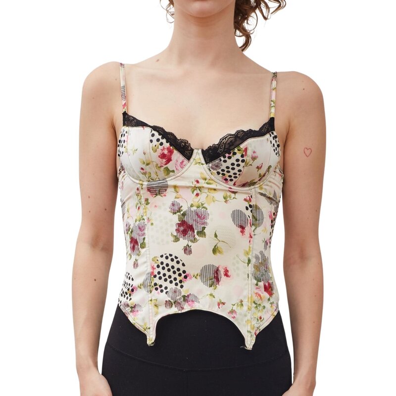 CHRISTIAN DIOR FLORAL CREAM BUSTIER AND BOTTOM (SMALL | 34B)
