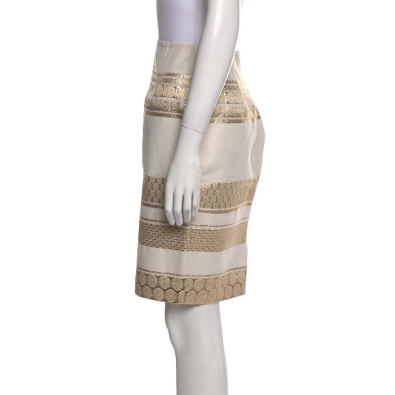 GIAMBATTISTA VALLI GIAMBATTISTA VALLI GOLD STRIPED SKIRT (SMALL | US 4)