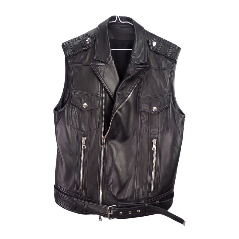 Sleeveless leather jacket sleeveless biker jacket suede vest red Ermal |  D'Arienzo