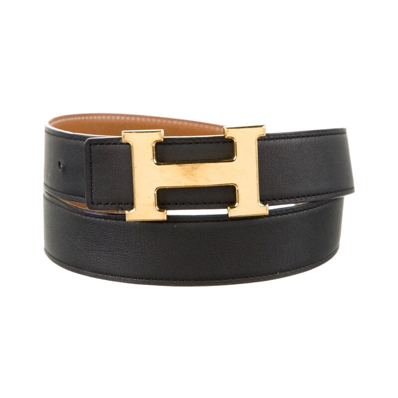 HERMÈS BLACK & BROWN REVERSIBLE 32 MM H BELT 2015 (85/34