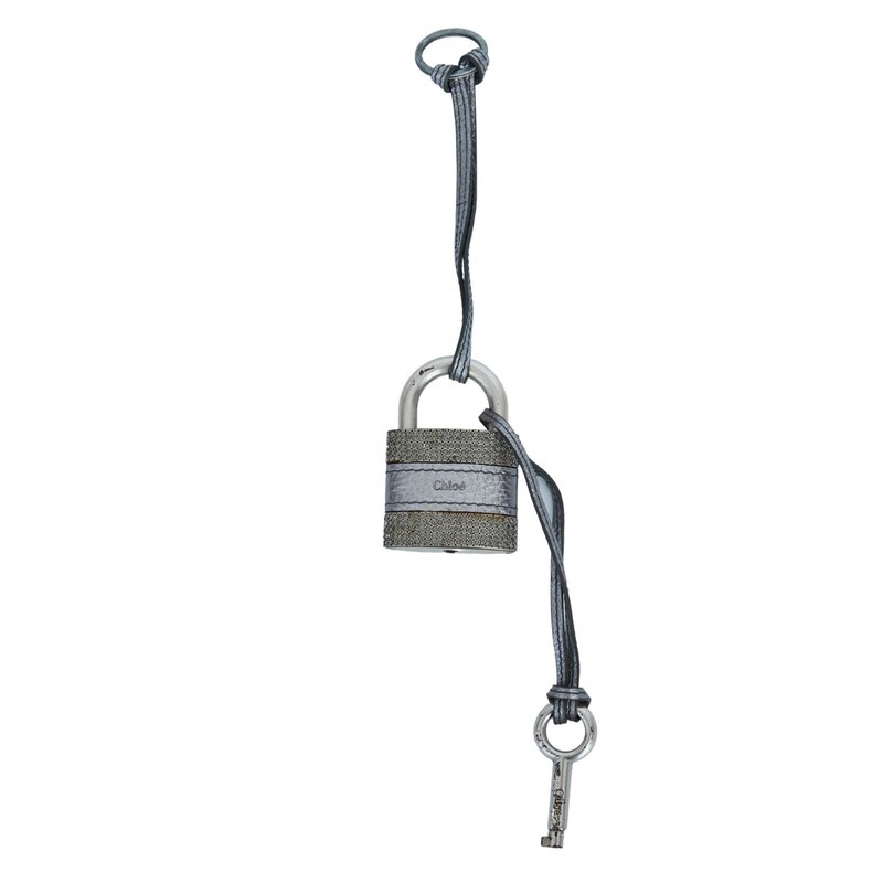 CHLOE SILVER METALLIC PADLOCK KEYCHAIN