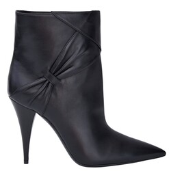 SAINT LAURENT SAINT LAURENT KIKI BOW BOOTIE BLACK LEATHER 606304 (EU 39)