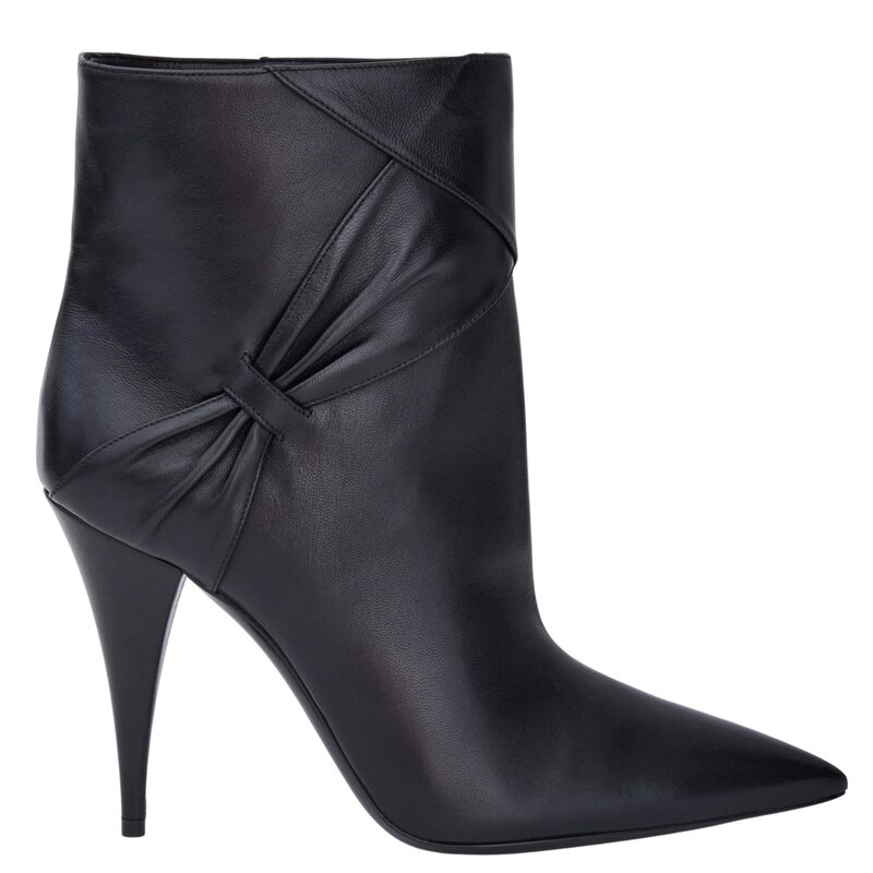 SAINT LAURENT SAINT LAURENT KIKI BOW BOOTIE BLACK LEATHER 606304 (EU 39)