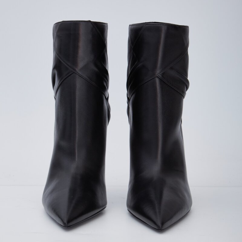 SAINT LAURENT SAINT LAURENT KIKI BOW BOOTIE BLACK LEATHER 606304 (EU 39)