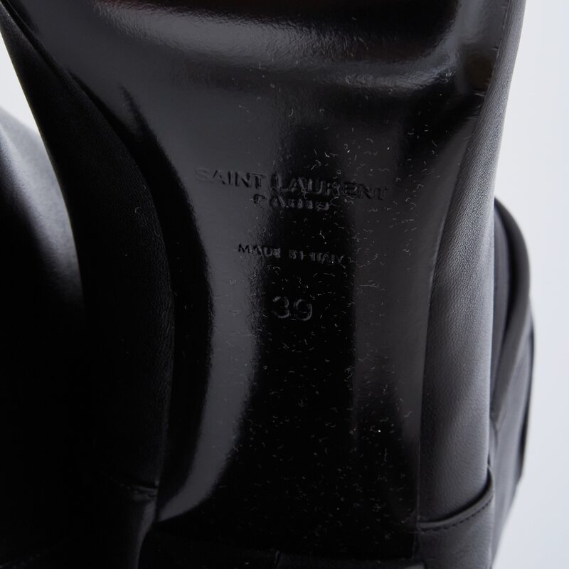 SAINT LAURENT SAINT LAURENT KIKI BOW BOOTIE BLACK LEATHER 606304 (EU 39)