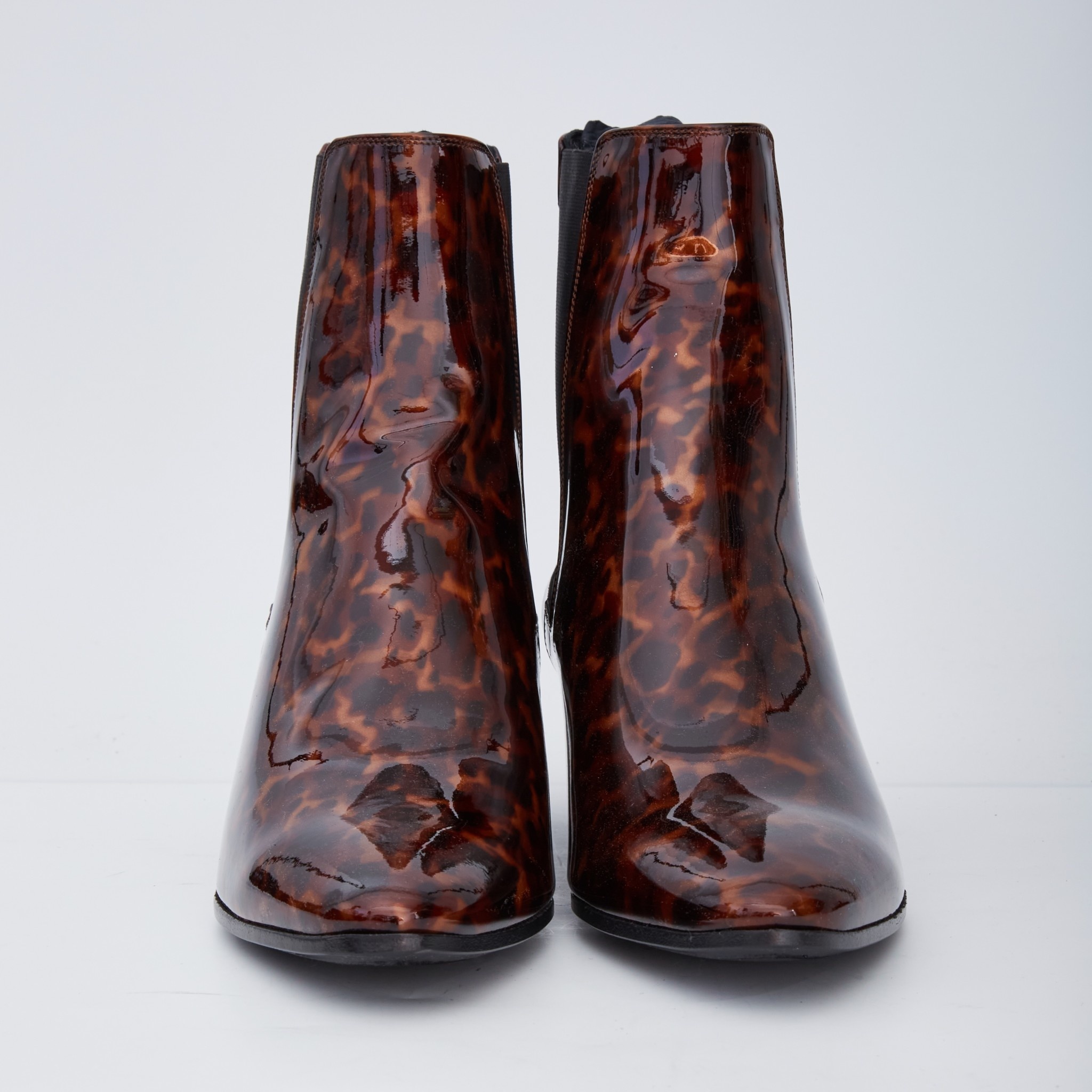 SAINT LAURENT TURTLE PATENT LEATHER ANIMAL PRINT CHELSEA BOOTS 606602 EU 39 CRTBLNCHSHP