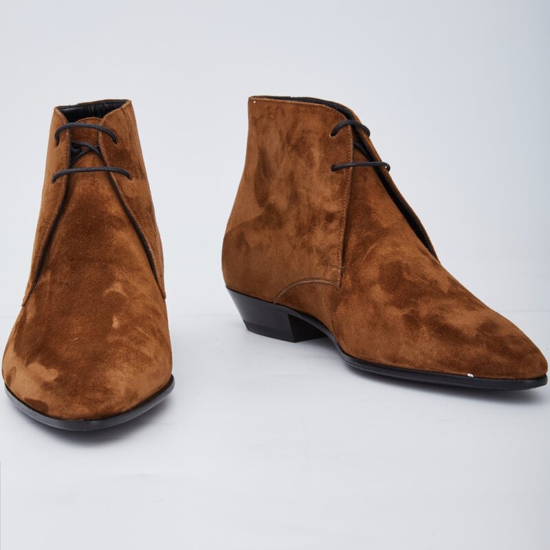 SAINT LAURENT SAINT LAURENT JONAS SUEDE HEELED ANKLE BOOTS (EU 37.5) 581845