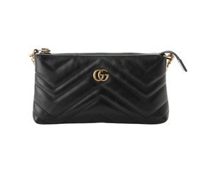 GUCCI Calfskin Matelasse GG Marmont Clutch Black 1312281