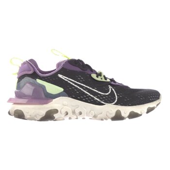 NIKE NIKE BLACK/PURPLE LEATHER AND FABRIC REACT VISION SNEAKERS (11 US)