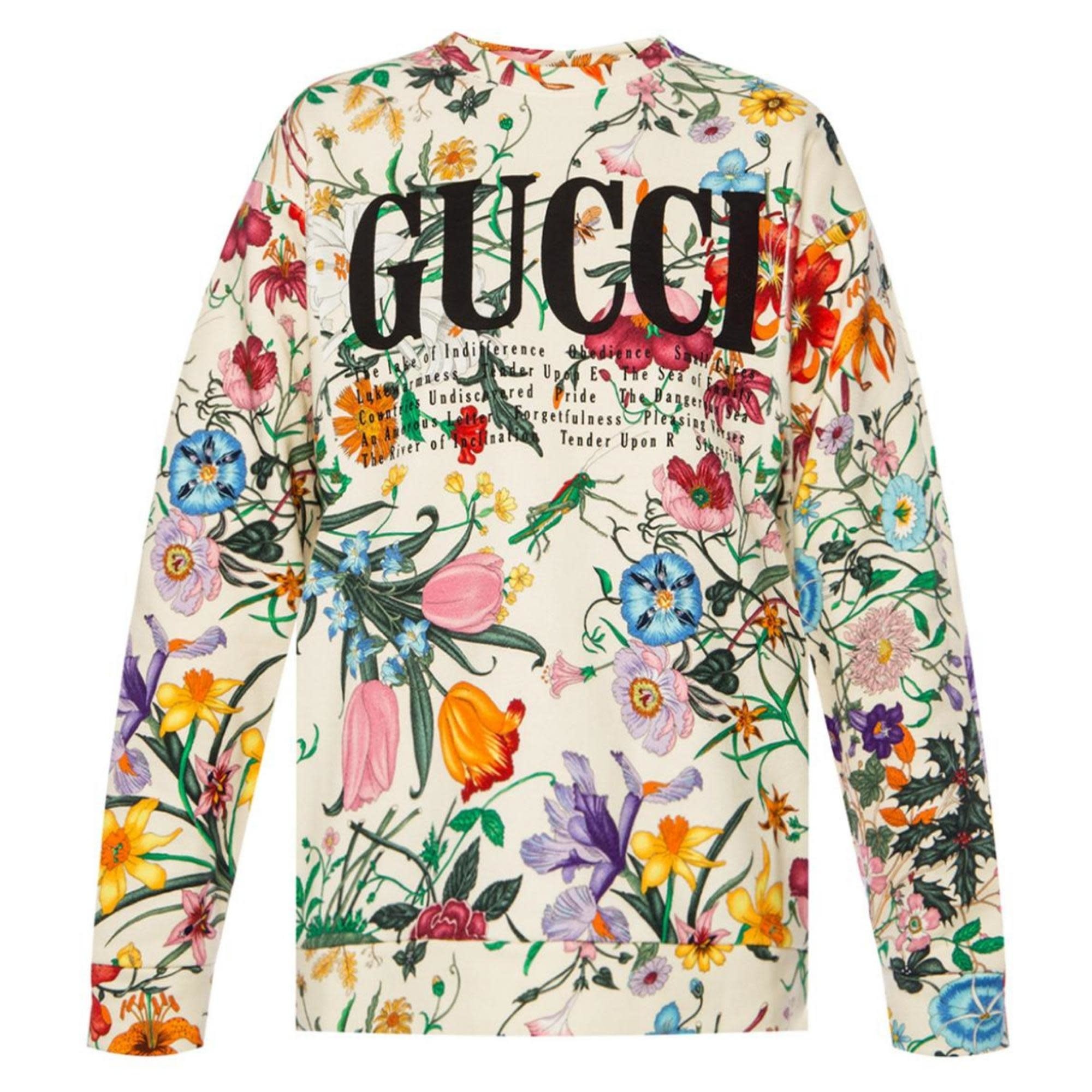 GUCCI FLORA LOGO GRAPHIC PRINT CREW NECK SWEATSHIRT 469250 (XS)