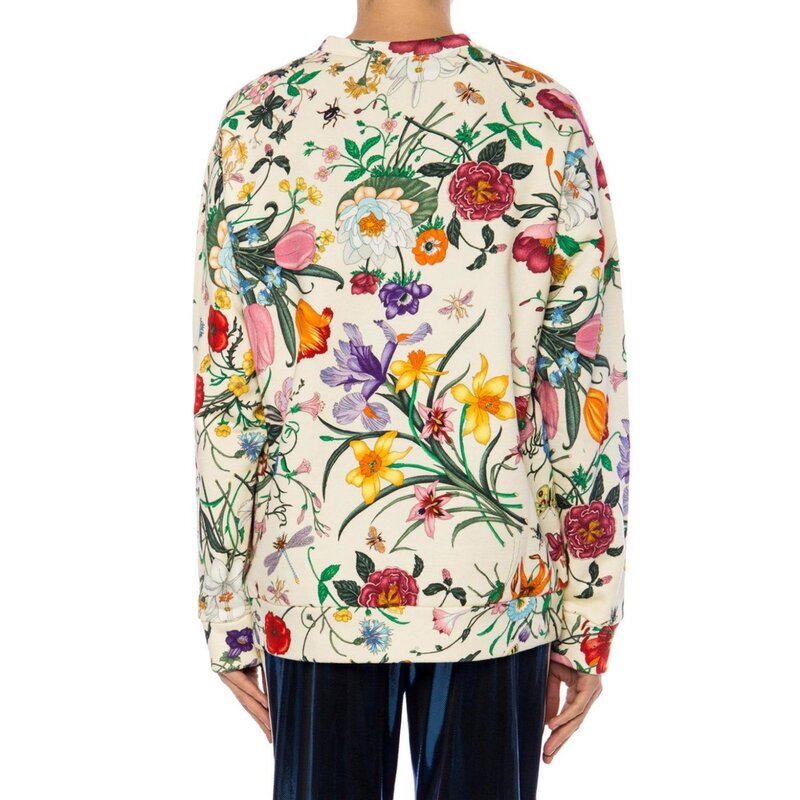 GUCCI FLORA LOGO GRAPHIC PRINT CREW NECK SWEATSHIRT 469250 (XS)