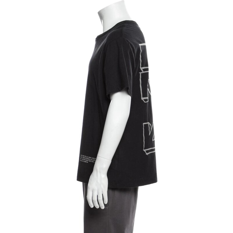OFF WHITE OFF-WHITE C/O VIRGIL ABLOH 2018 GRAPHIC PRINT BLACK T-SHIRT (SMALL)