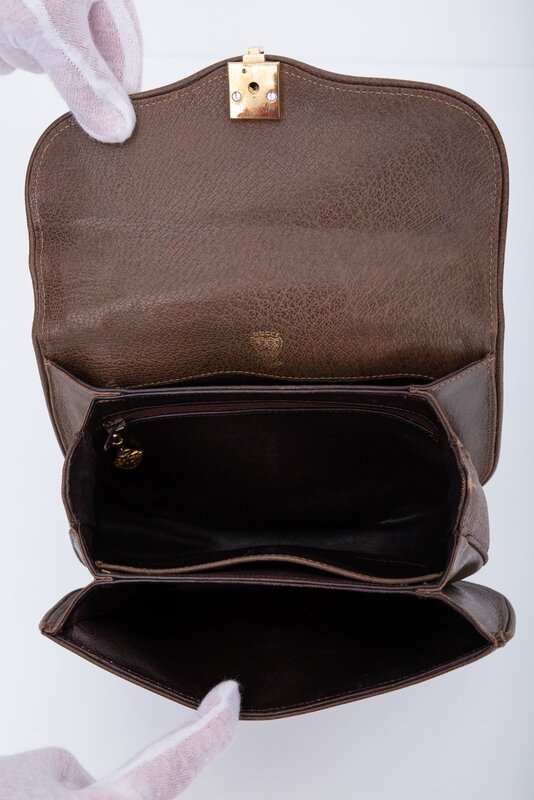 Gucci Black Pebbled Leather Bamboo Daily Flap Shoulder Bag - Yoogi's Closet