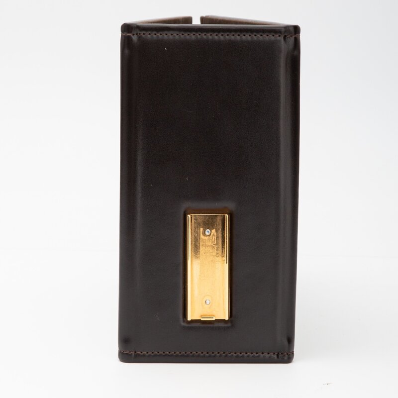 GUCCI GUCCI VINTAGE BROWN LEATHER 2 RING BINDER