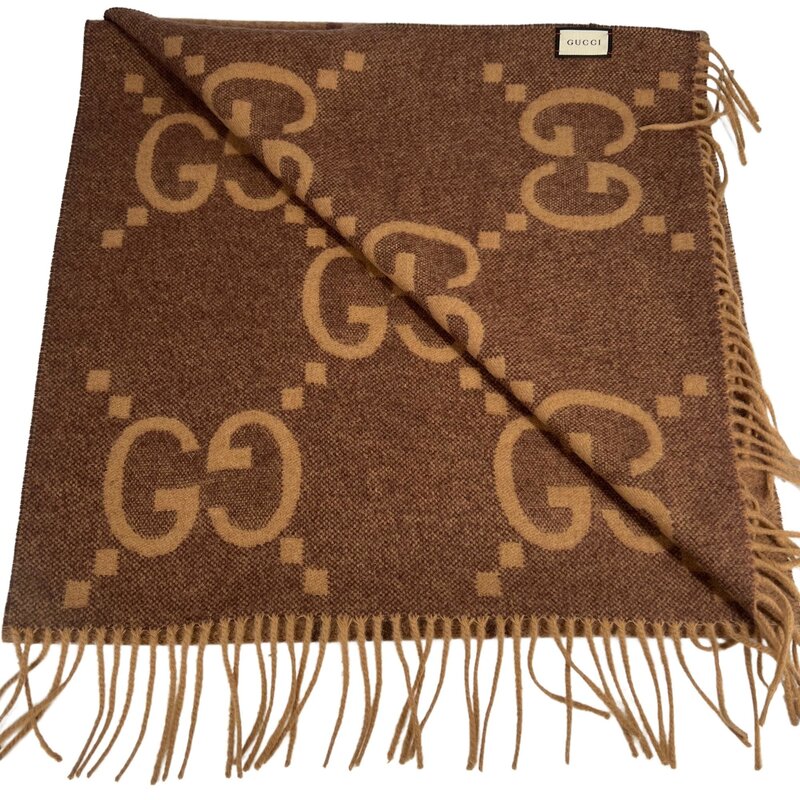 GUCCI GUCCI EXPLODED GG SCARF BROWN