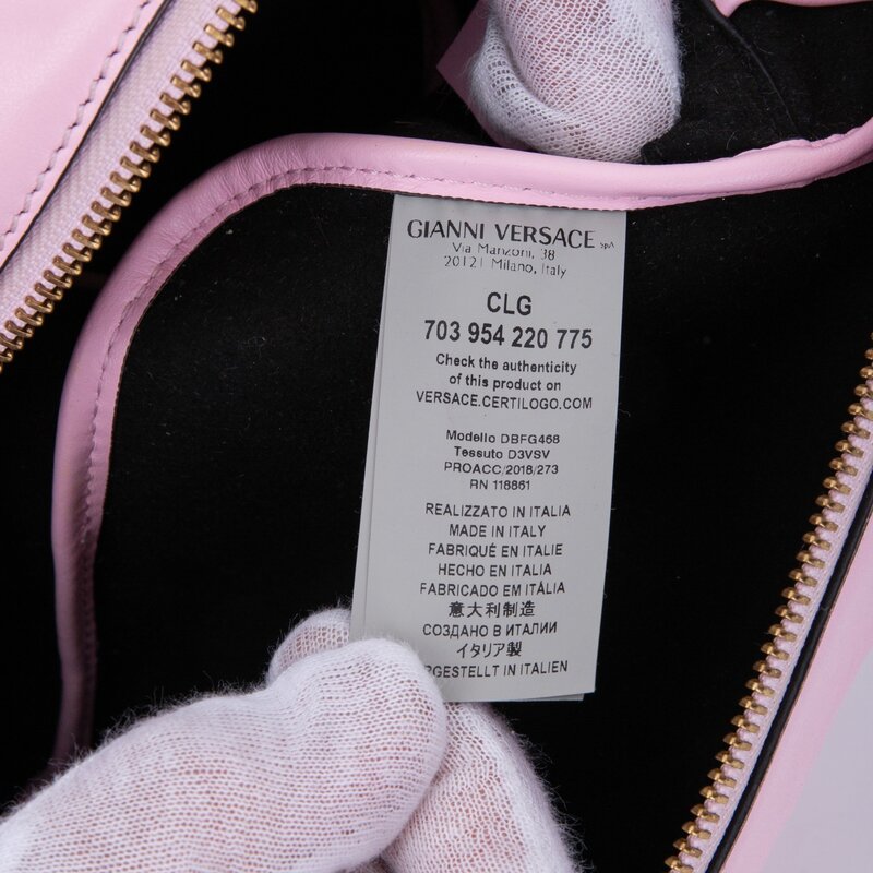 VERSACE VERSACE CALFSKIN ROSE PINK CAMERA SHOULDER BAG
