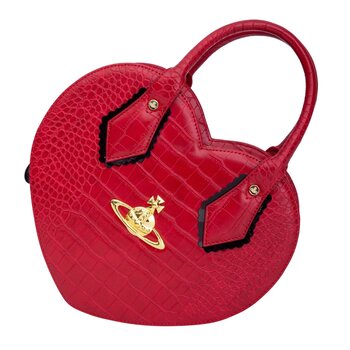 VIVIENNE WESTWOOD VIVIENNE WESTWOOD RED CROC EMBOSSED CHANCERY HEART HANDBAG