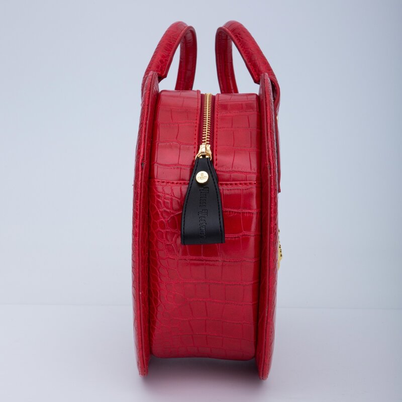 VIVIENNE WESTWOOD VIVIENNE WESTWOOD RED CROC EMBOSSED CHANCERY HEART HANDBAG