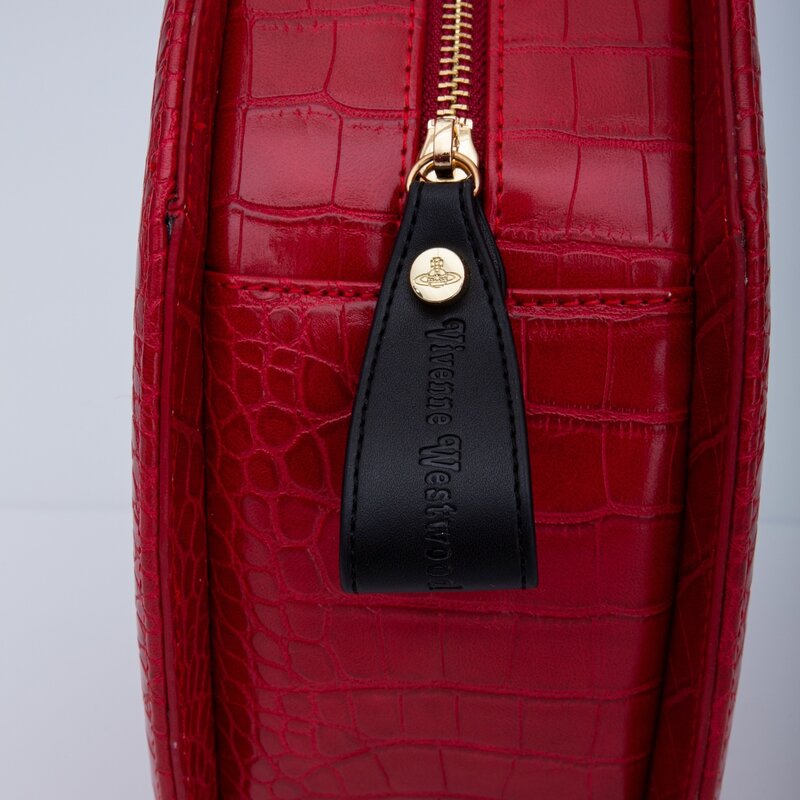 VIVIENNE WESTWOOD RED CROC EMBOSSED CHANCERY HEART HANDBAG