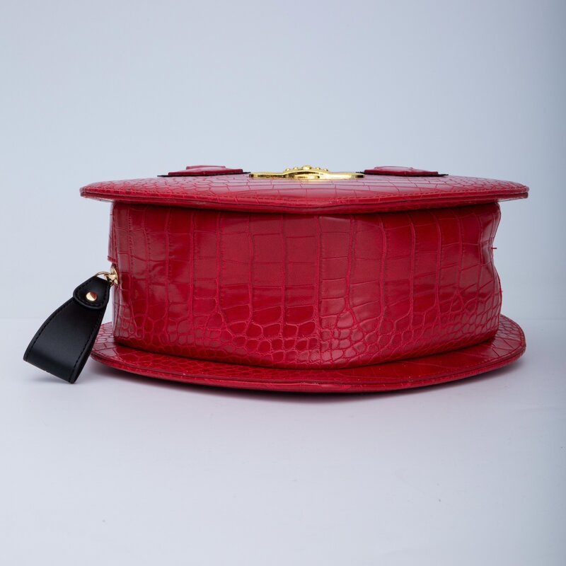 VIVIENNE WESTWOOD RED CROC EMBOSSED CHANCERY HEART HANDBAG