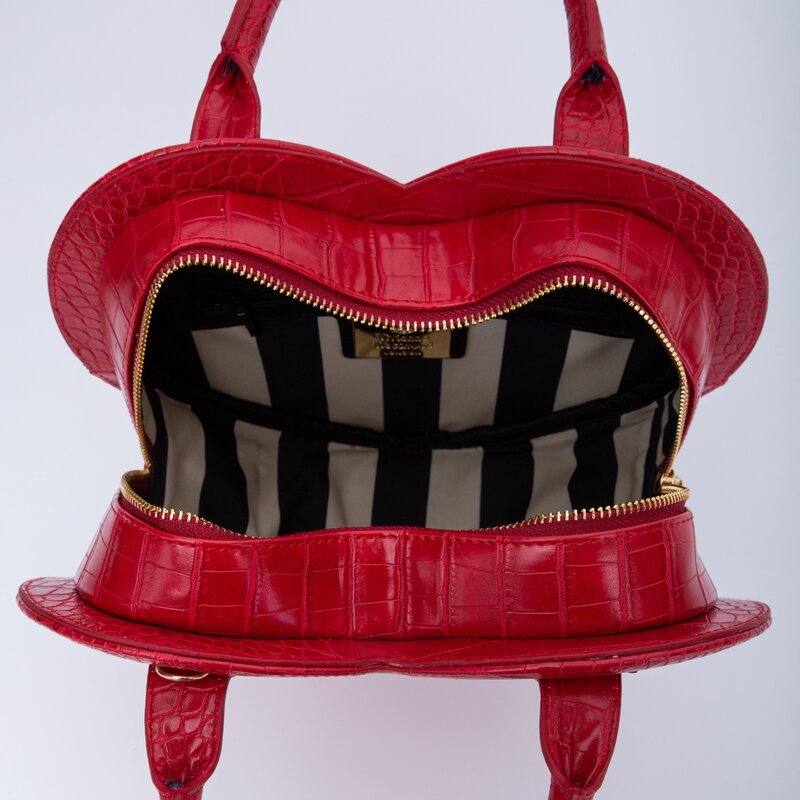 VIVIENNE WESTWOOD VIVIENNE WESTWOOD RED CROC EMBOSSED CHANCERY HEART HANDBAG