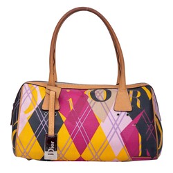 CHRISTIAN DIOR DIOR COATED CANVAS ARGYLE PRINT BOWLER TOP HANDLE BAG (2004)